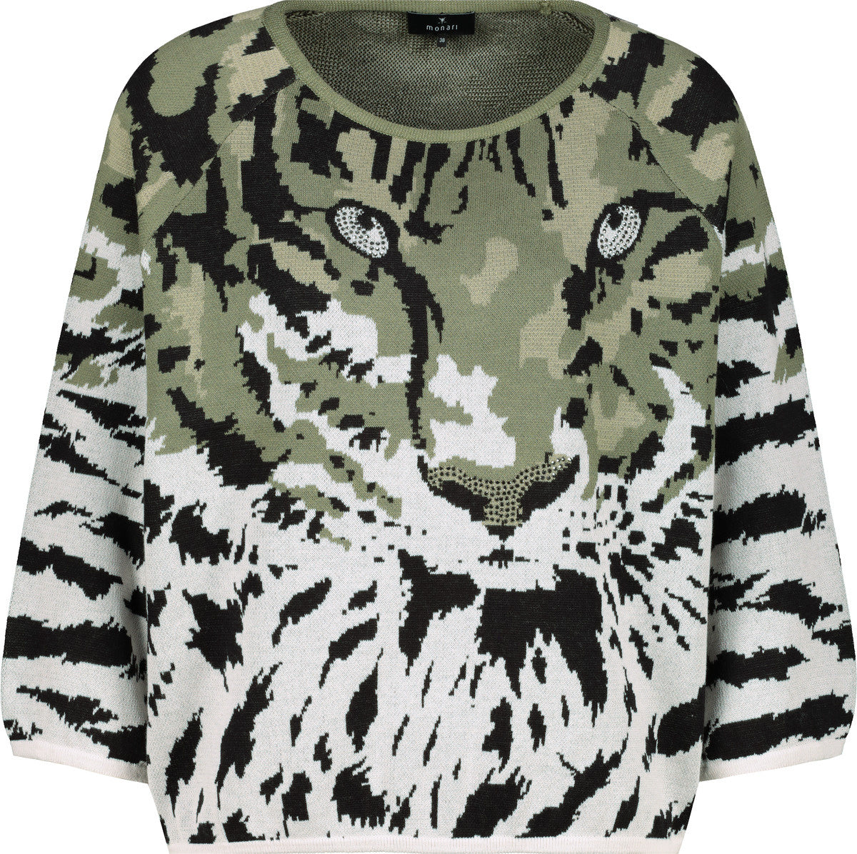 Pullover mit Animal Print - 126 cloudy grey gemustert - Khaki | Schwarz | Weiß