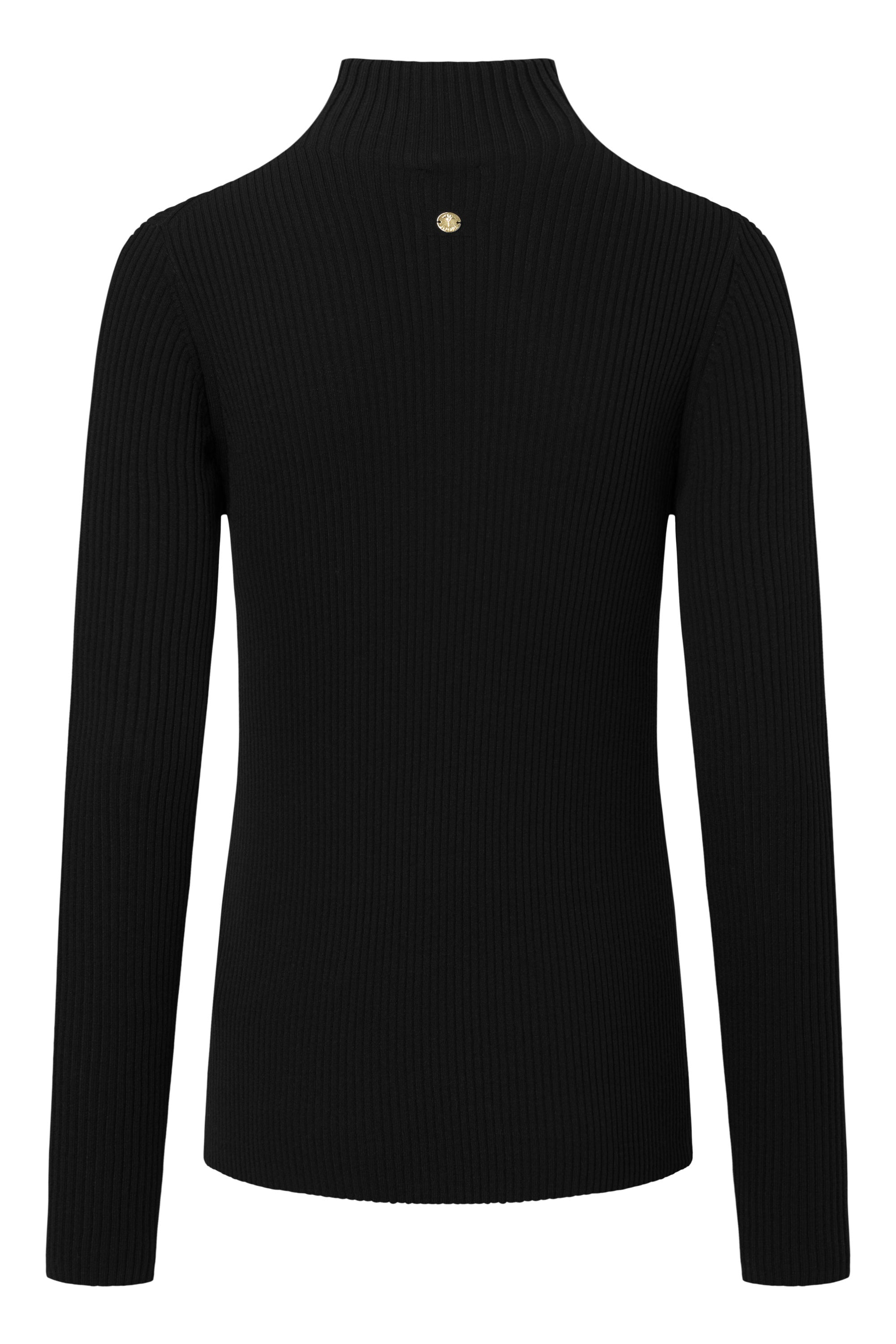 Rollkragenpullover aus Rippstrick - 001-Black - Schwarz