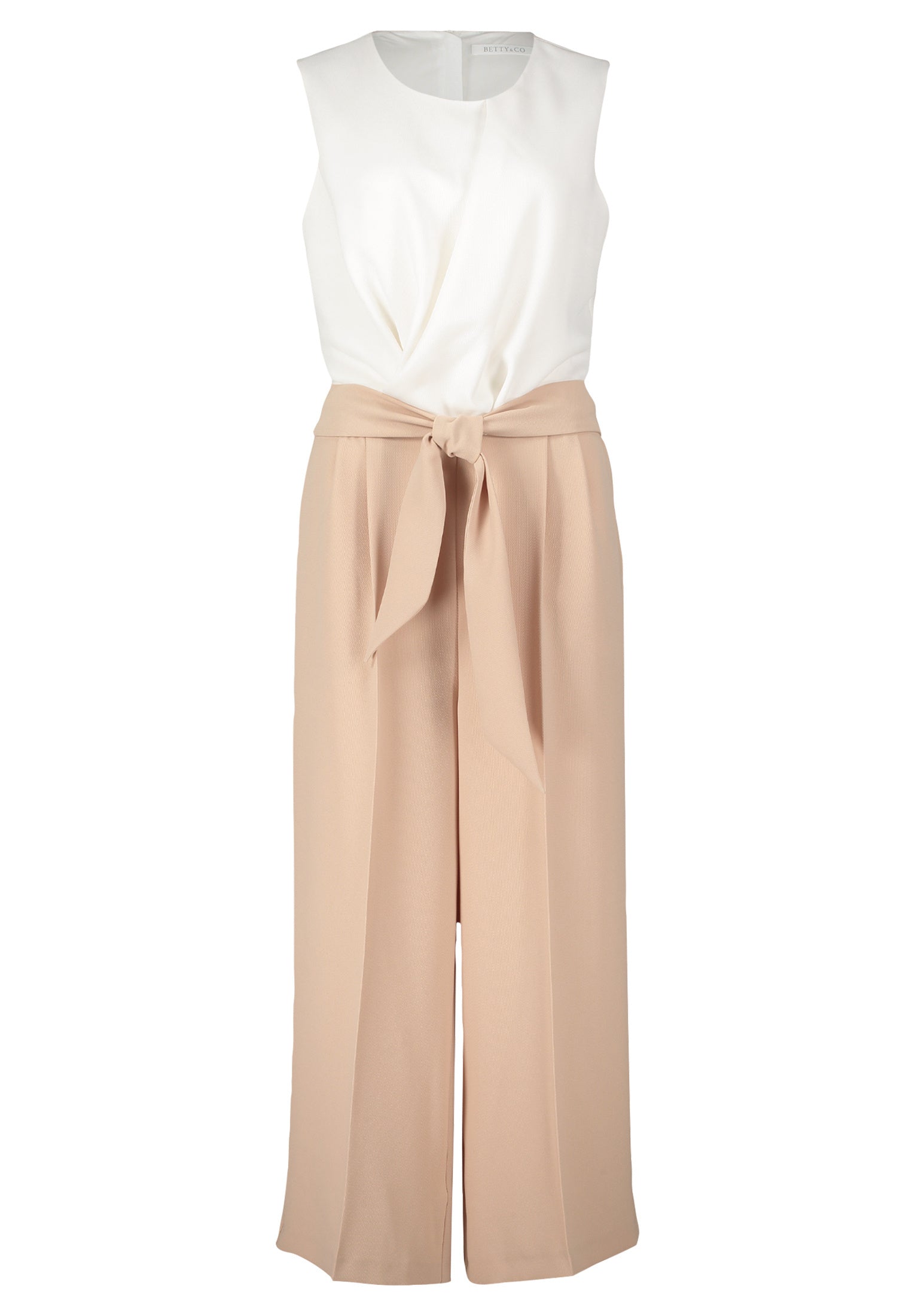 Ärmelloser Jumpsuit - 7917-Patch Taupe/Cream - Weiß | Beige