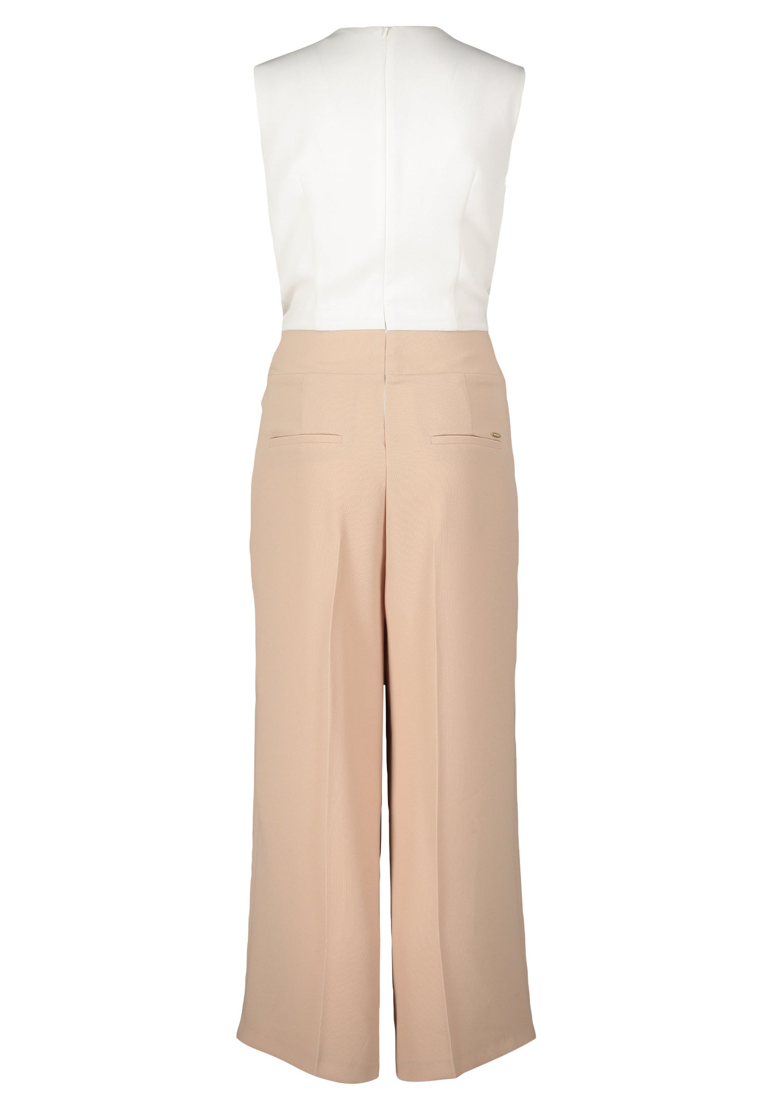 Ärmelloser Jumpsuit - 7917-Patch Taupe/Cream - Weiß | Beige