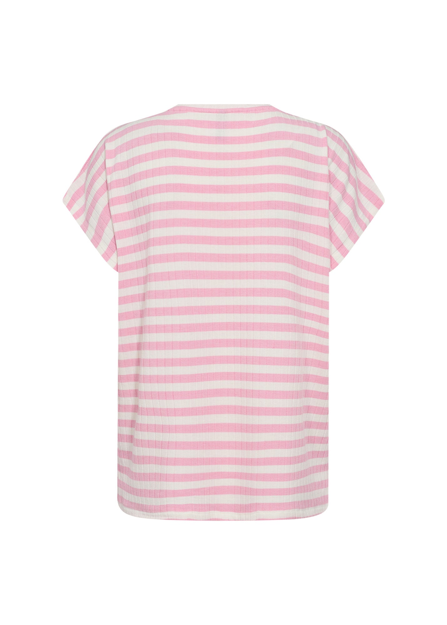 Gestreiftes T-Shirt - 4615C-PINK COMBI - Pink | Weiß