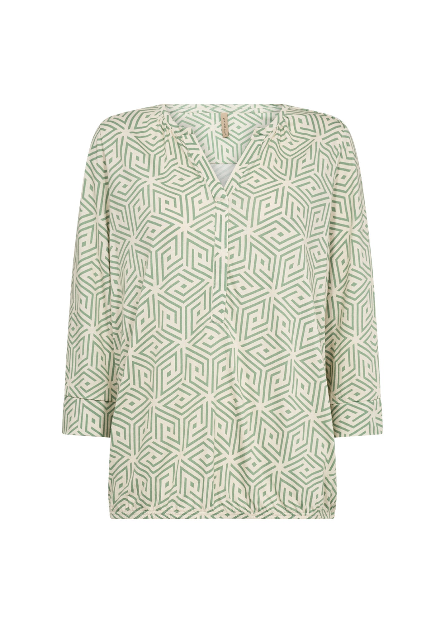 Leichte Bluse - 7373C-GREEN COMBI - Grün | Creme