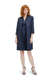 Langer Blazer mit Pattentaschen - 8543-Navy Blue - Blau