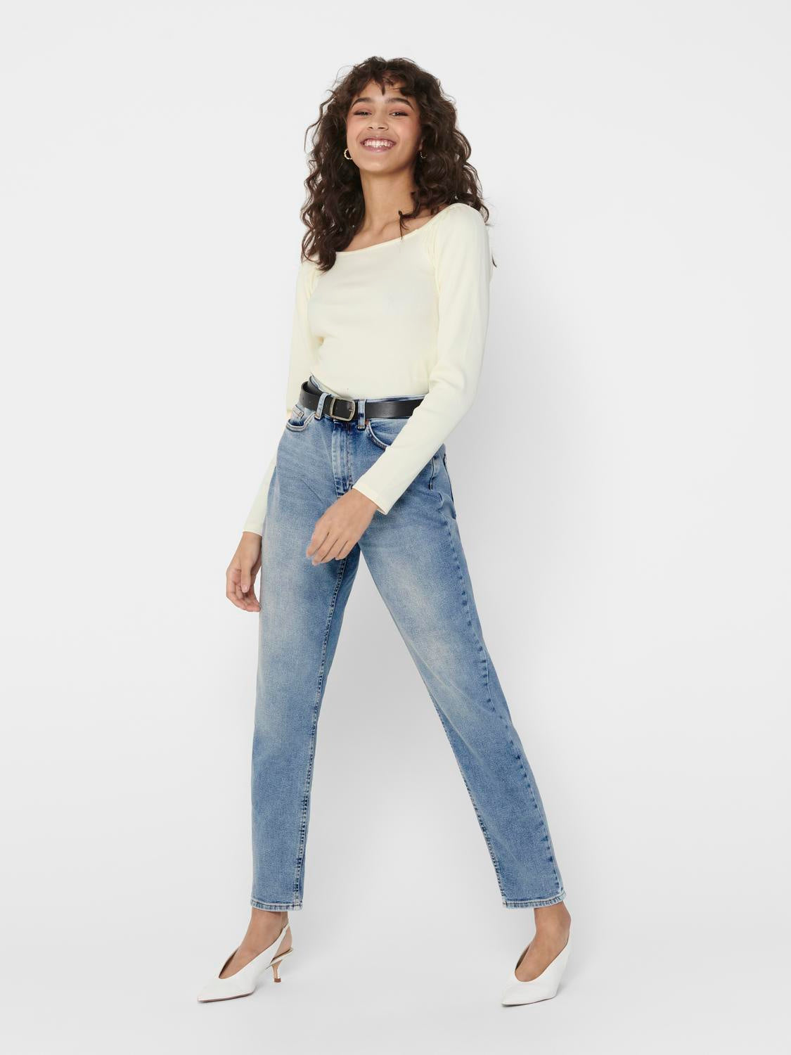 Mom Jeans - Light Blue Denim - Blau