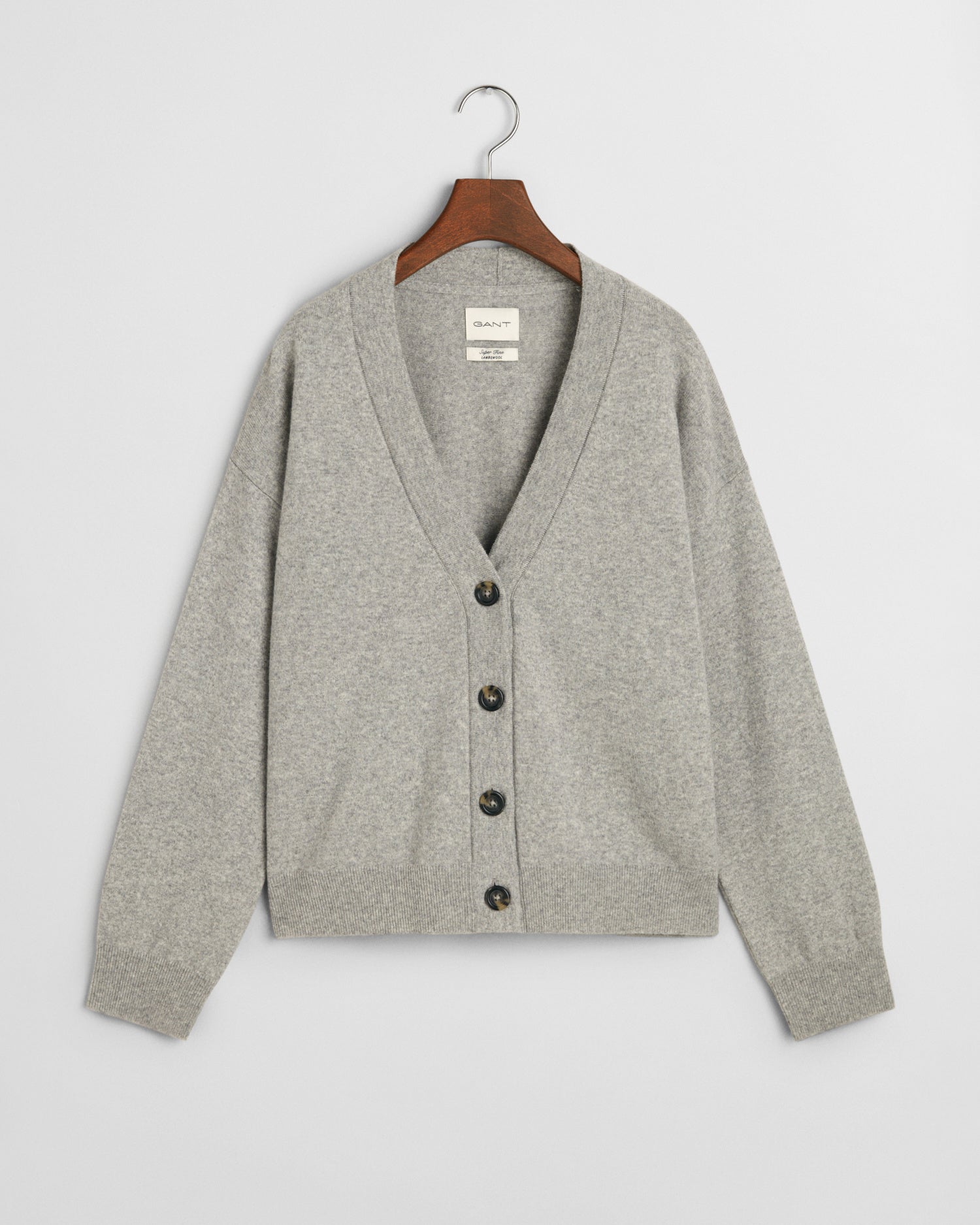 Cardigan aus Lammwolle - 93-GREY MELANGE - Grau