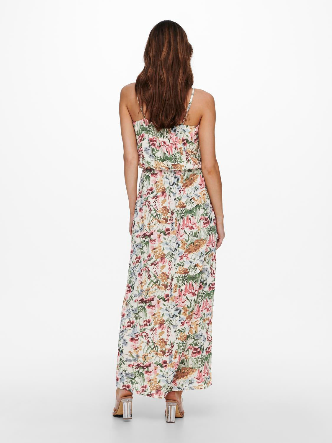 Gemustertes Maxikleid - Cloud Dancer/BLURRY FLOWER - Creme