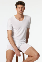 T-Shirt aus Baumwolle - 100-weiss - Weiß