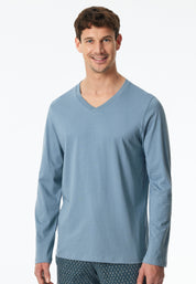 Schlaf-Langarmshirt aus Baumwolle - 808-blaugrau - Blau