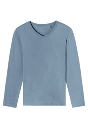 Schlaf-Langarmshirt aus Baumwolle - 808-blaugrau - Blau