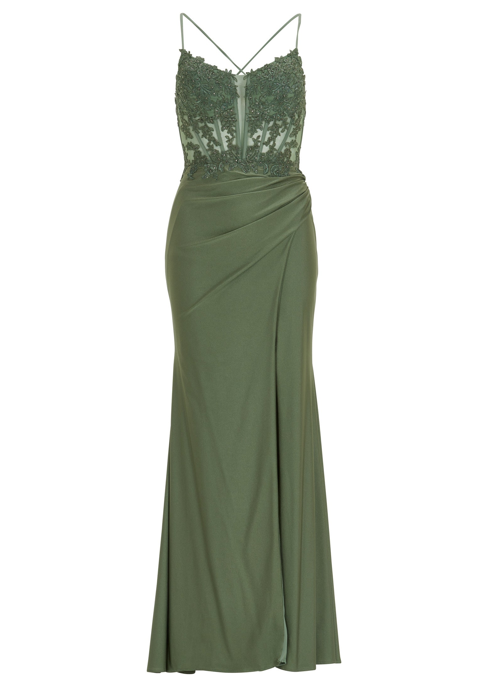 Bodycon-Kleid Maxi mit Spitzenstickerei - 582 - Grün