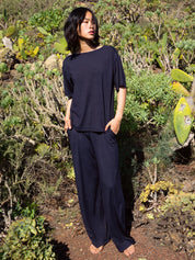 Pyjamahose Loose Fit - 339-dark lapis blue - Blau
