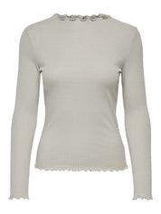 Langarmshirt EMMA - Pumice Stone/Silver glitter - Creme