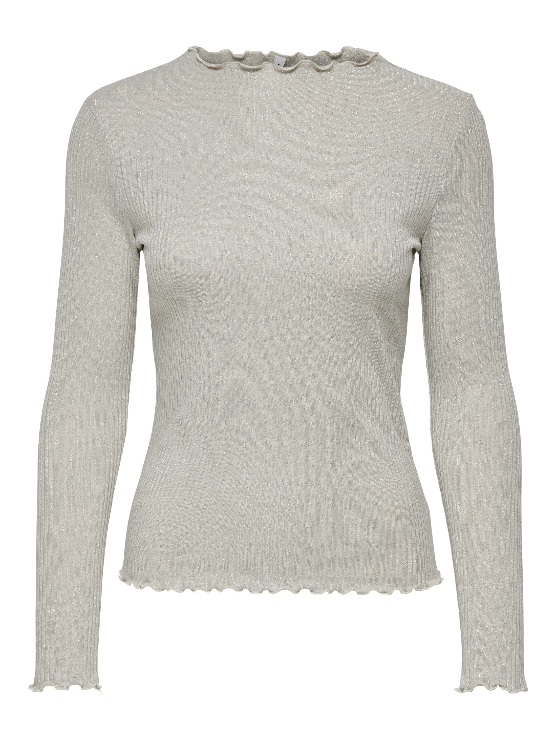 Langarmshirt EMMA - Pumice Stone/Silver glitter - Creme