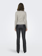 Langarmshirt EMMA - Pumice Stone/Silver glitter - Creme