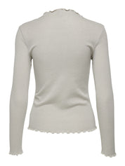 Langarmshirt EMMA - Pumice Stone/Silver glitter - Creme