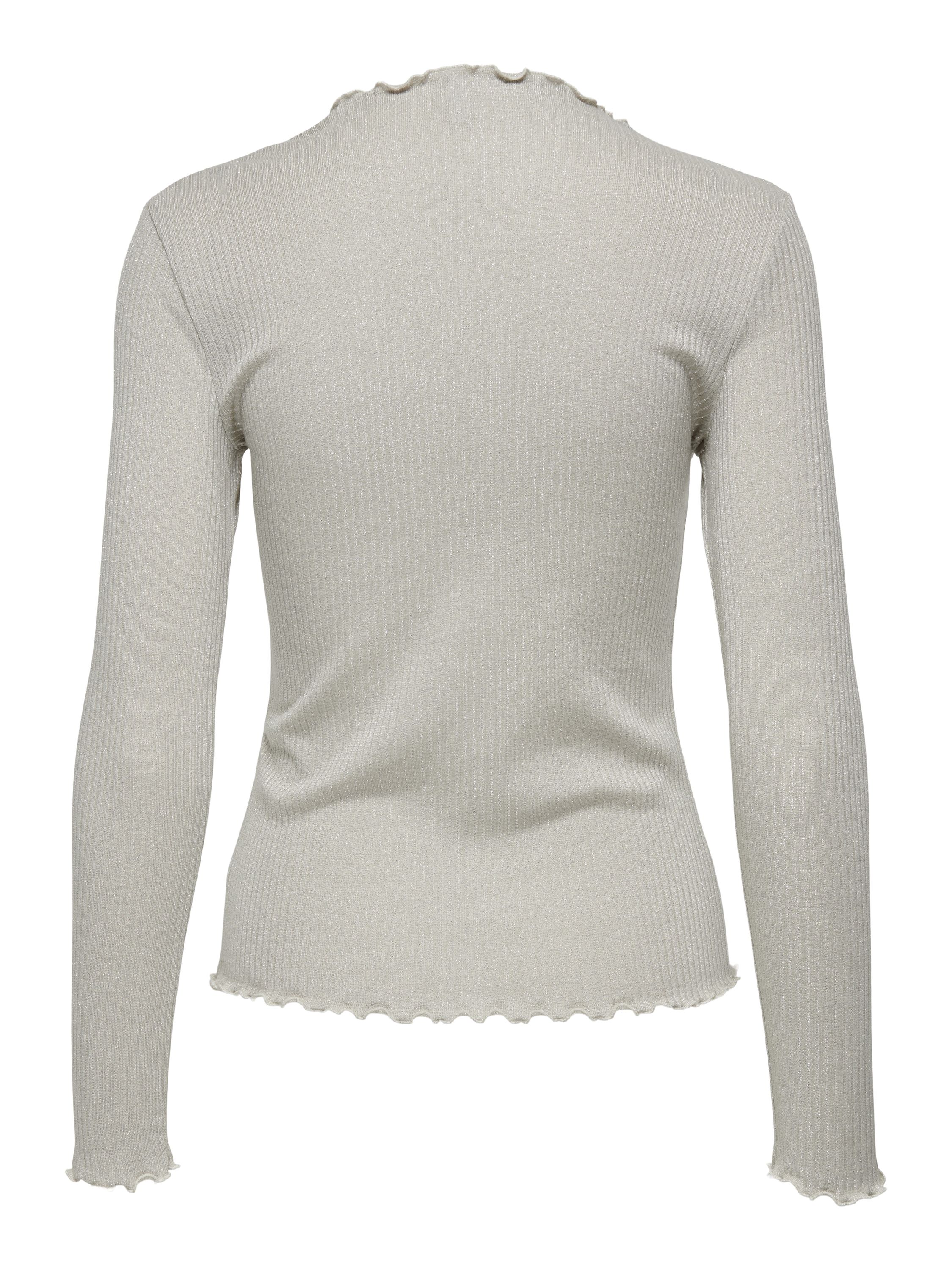 Langarmshirt EMMA - Pumice Stone/Silver glitter - Creme