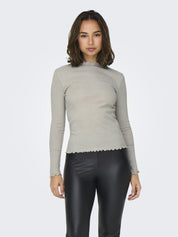 Langarmshirt EMMA - Pumice Stone/Silver glitter - Creme