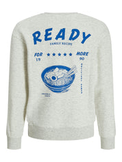 Sweatshirt mit Print - White Melange - Grau