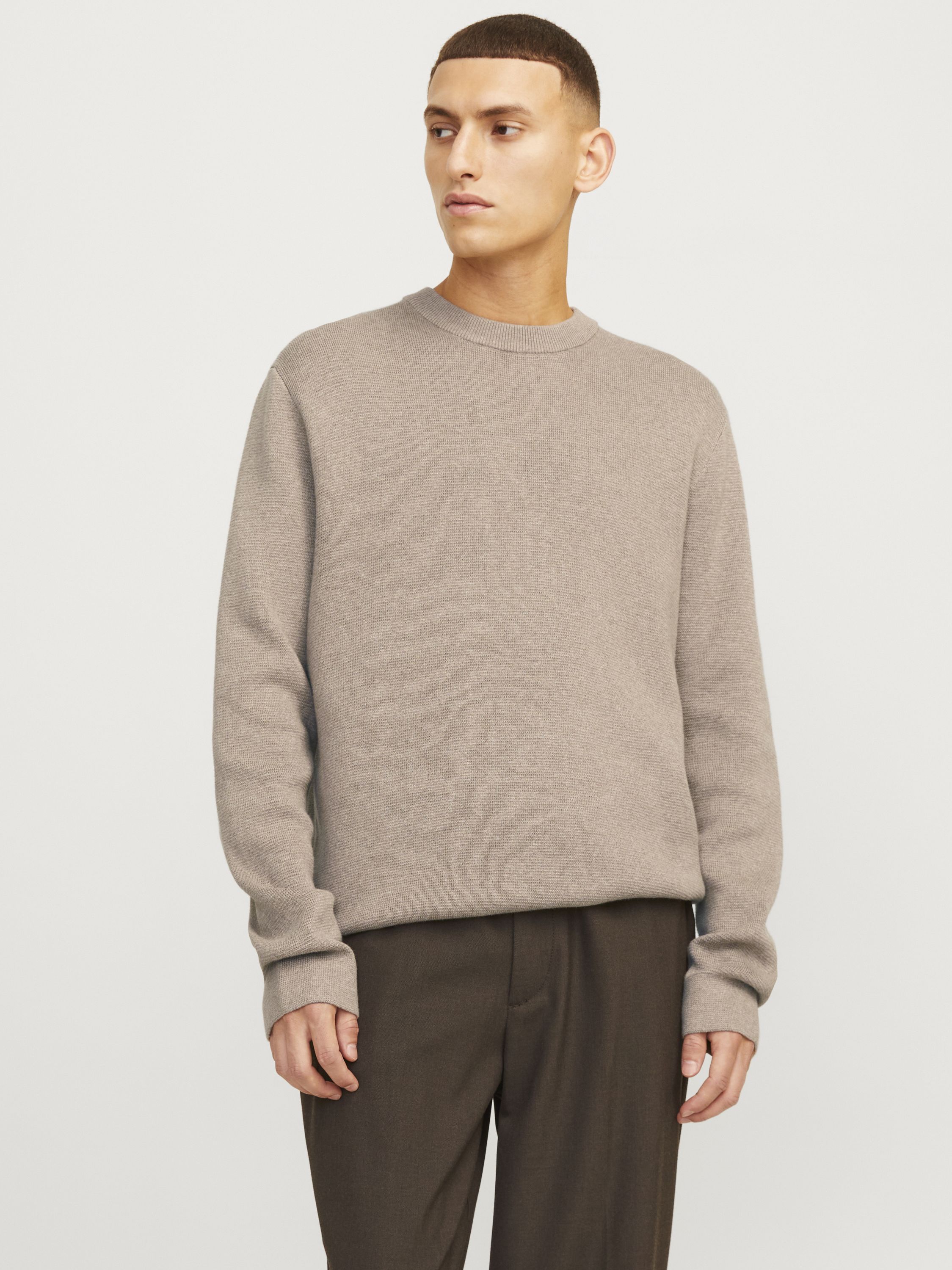 Strickpullover aus Baumwolle - Greige/Melange - Beige