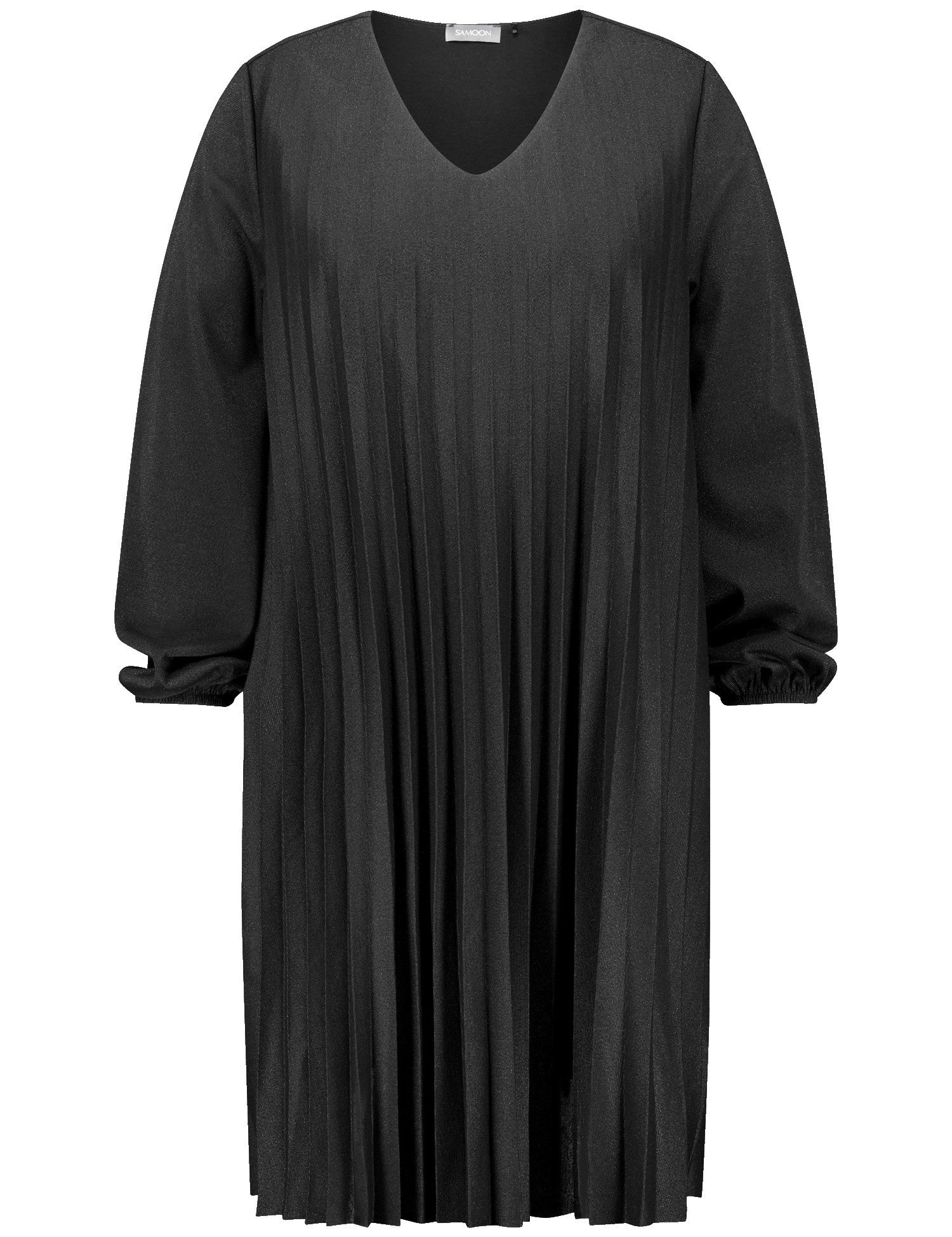 Softes Plisseekleid in A-Linie - 01100 BLACK - Schwarz