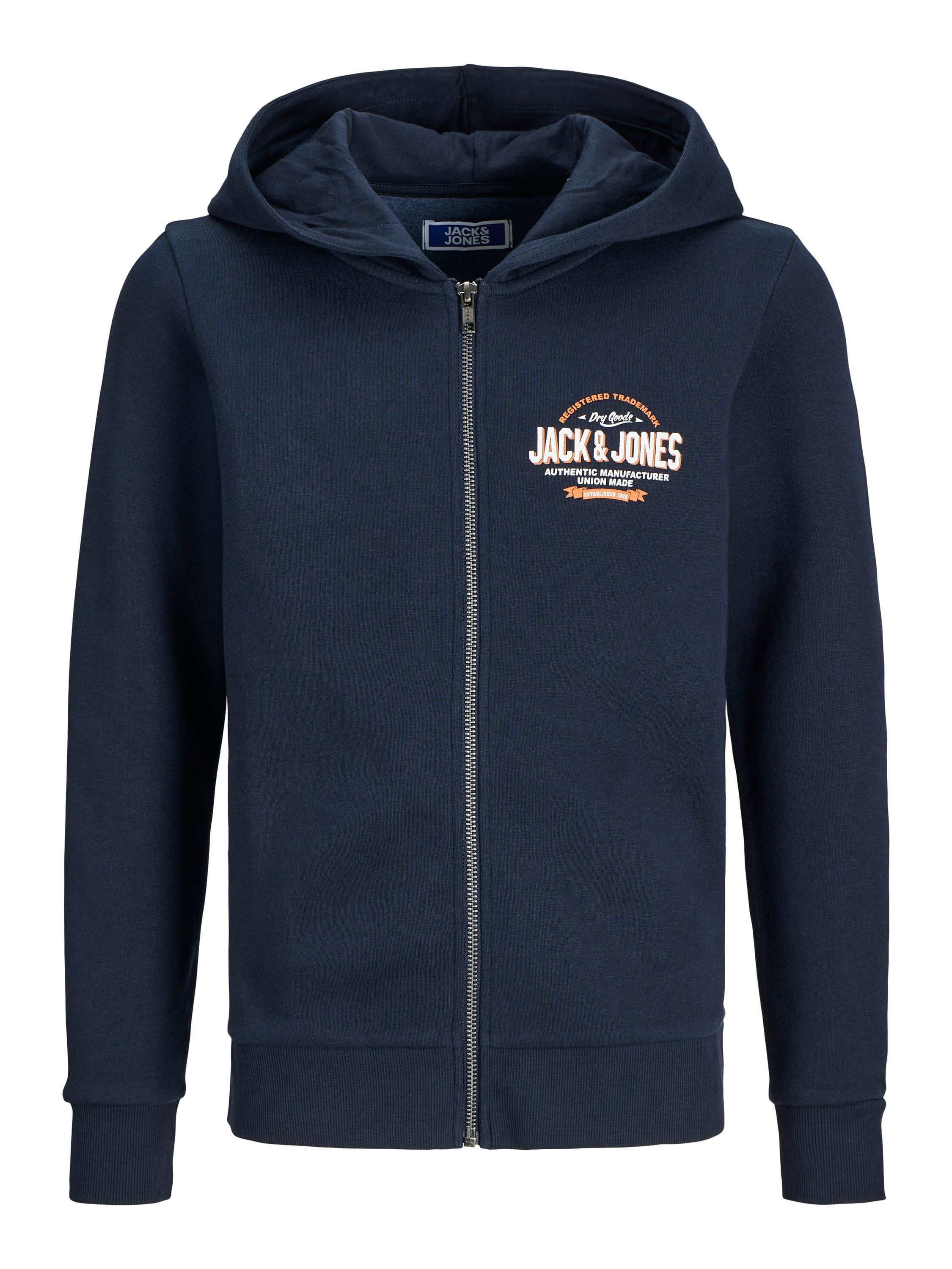 Sweatshirt-Jacke mit Logoprint - Navy Blazer/WHITE + MARMELADE - Blau