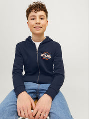 Sweatshirt-Jacke mit Logoprint - Navy Blazer/WHITE + MARMELADE - Blau