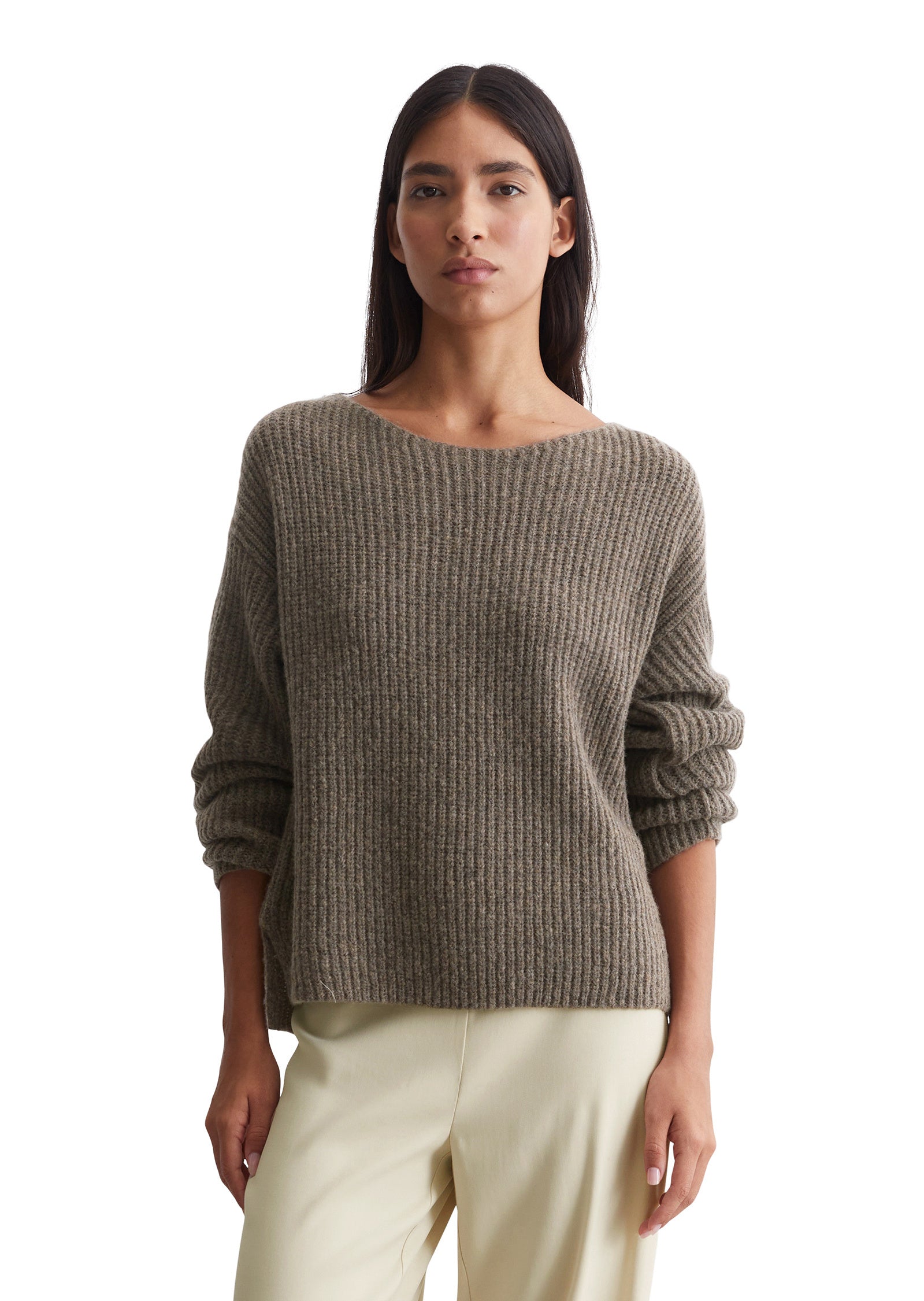 Oversized Strickpullover - 781-shaded brown melange - Braun