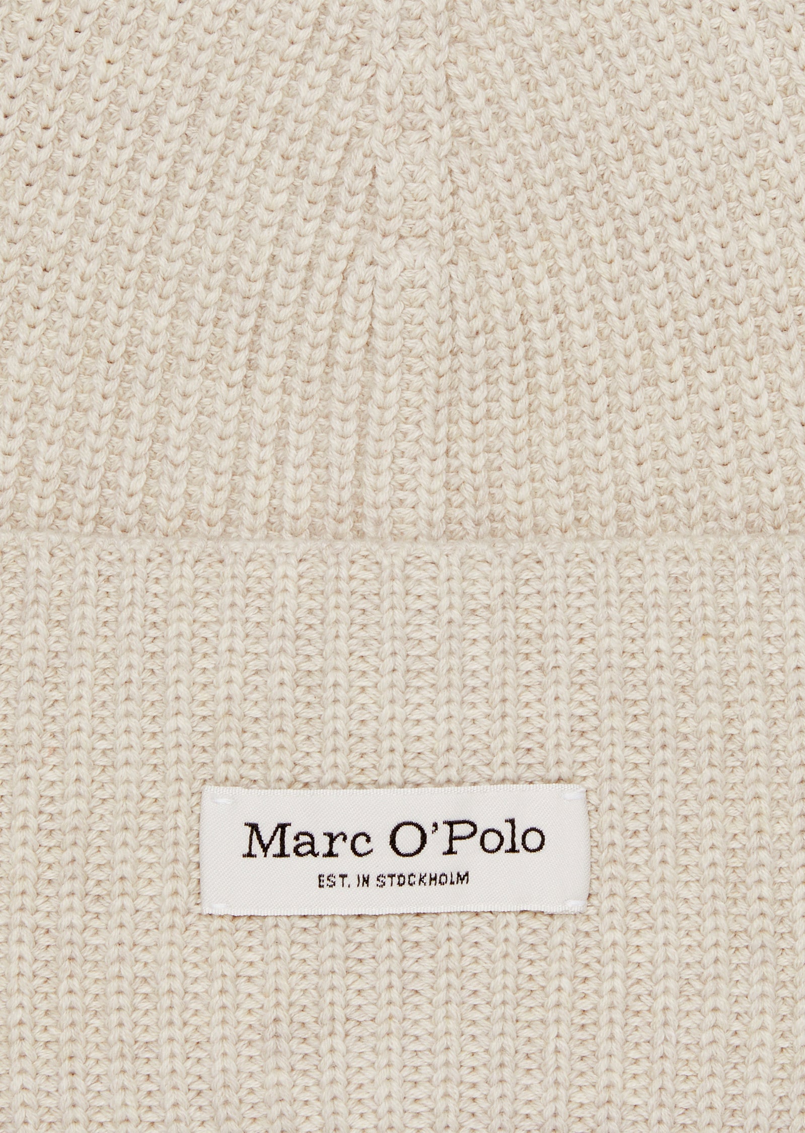 Strickmütze aus Baumwolle - 145-sandy melange - Weiß