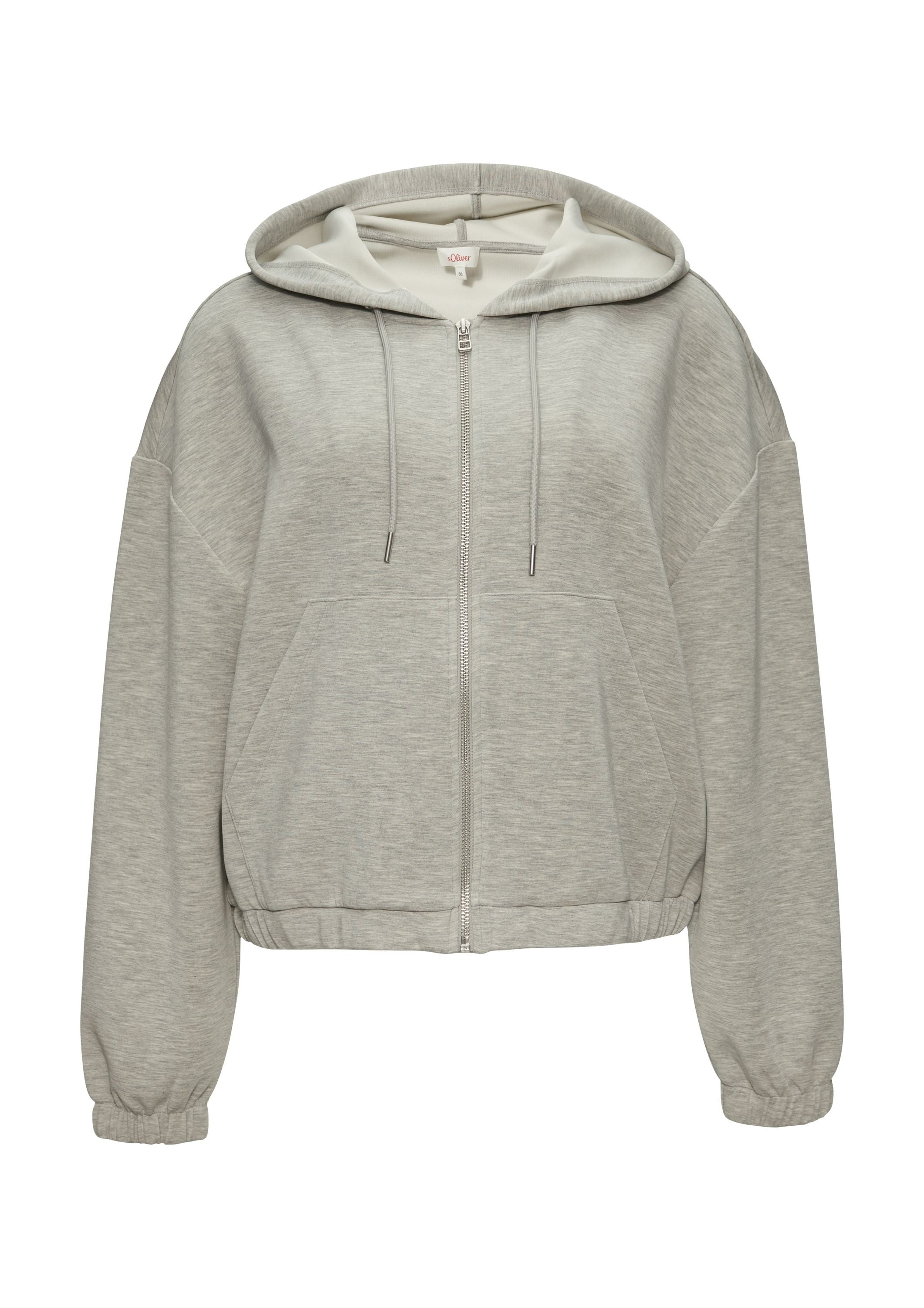 Melierte Sweatshirtjacke - 9400-GREY/BLACK - Grau