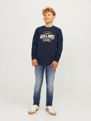 Sweatshirt mit Logoprint - Navy Blazer/WHITE + MARMELADE - Blau