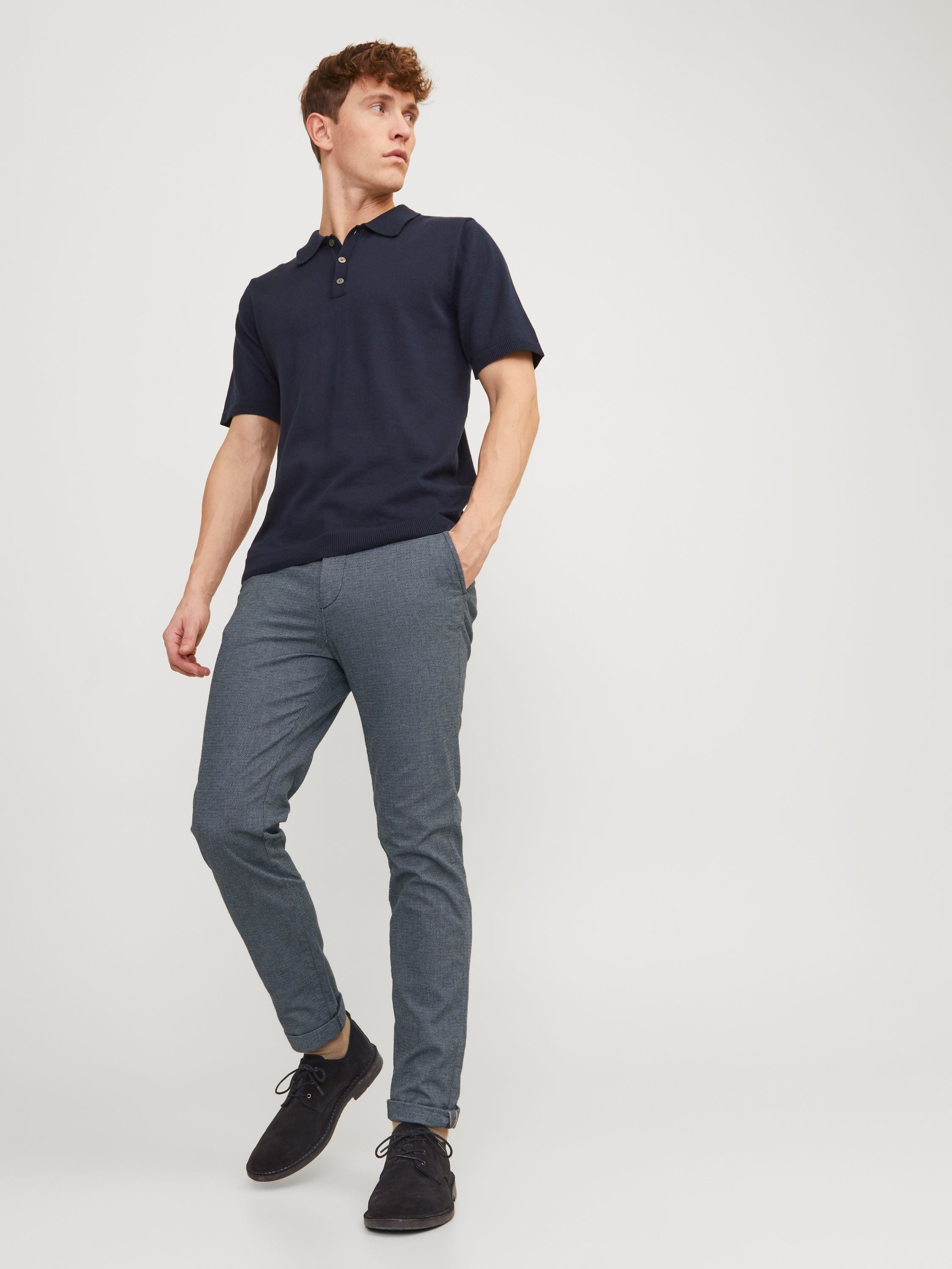 Chinohose Slim Fit - Faded Denim - Grau