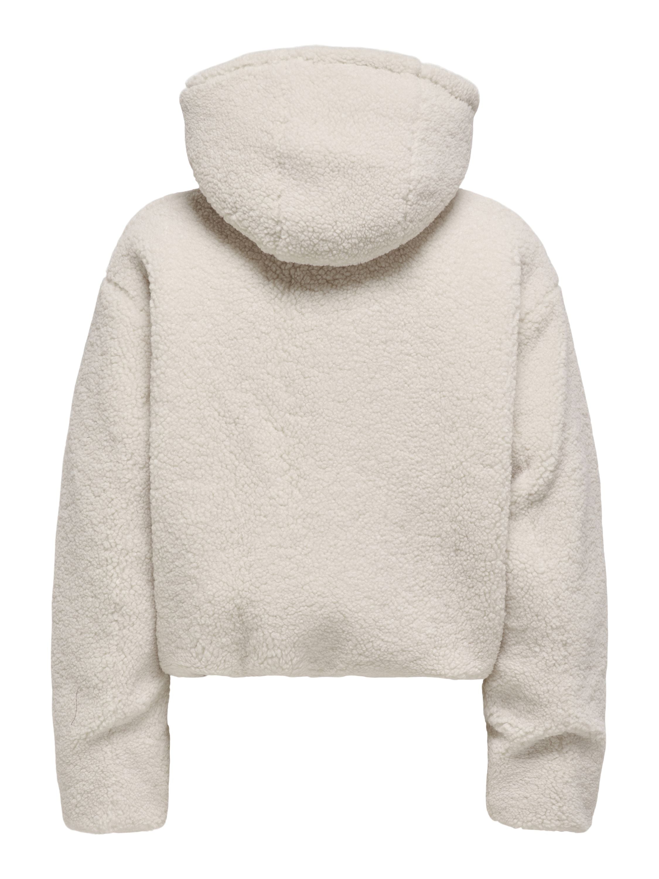 Teddyjacke mit Kapuze - Cloud Dancer/Toasted Coconut - Creme
