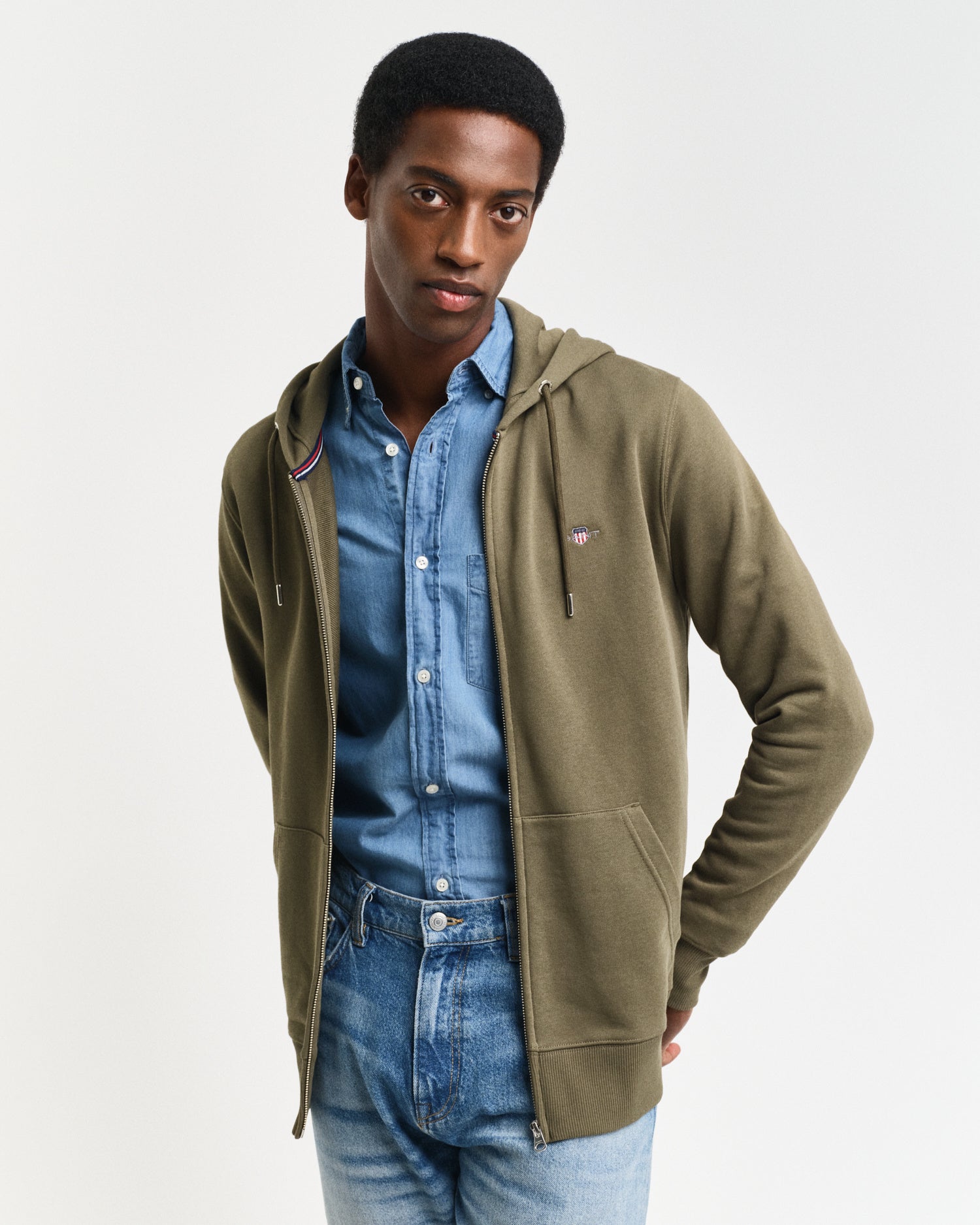 Sweatshirtjacke aus Baumwollmix - 301-JUNIPER GREEN - Grün
