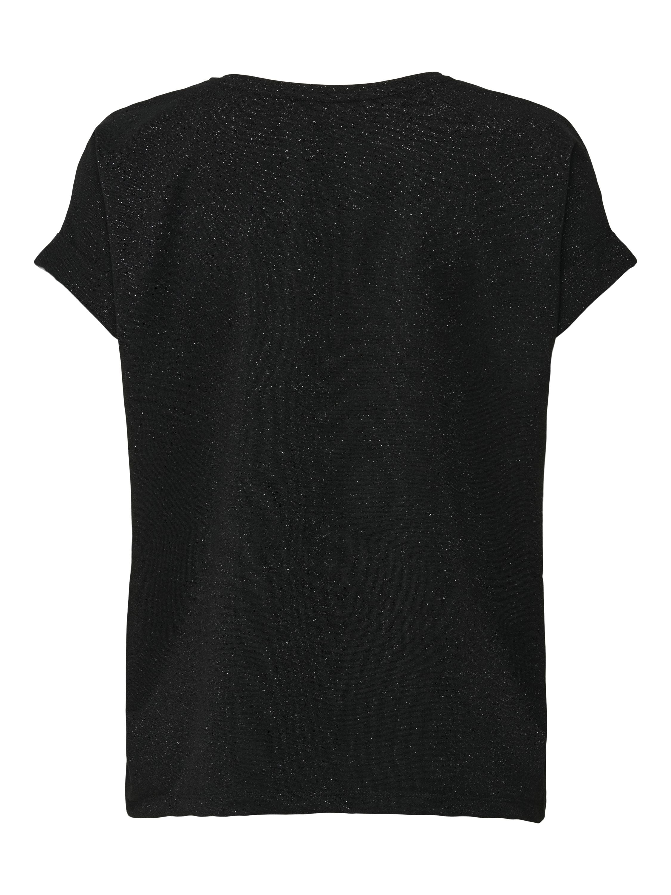Glitzer-T-Shirt aus Viskosemix - Black/BLACK LUREX - Schwarz