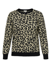 Pullover im Animal Print - Black/Humus Melange - Braun