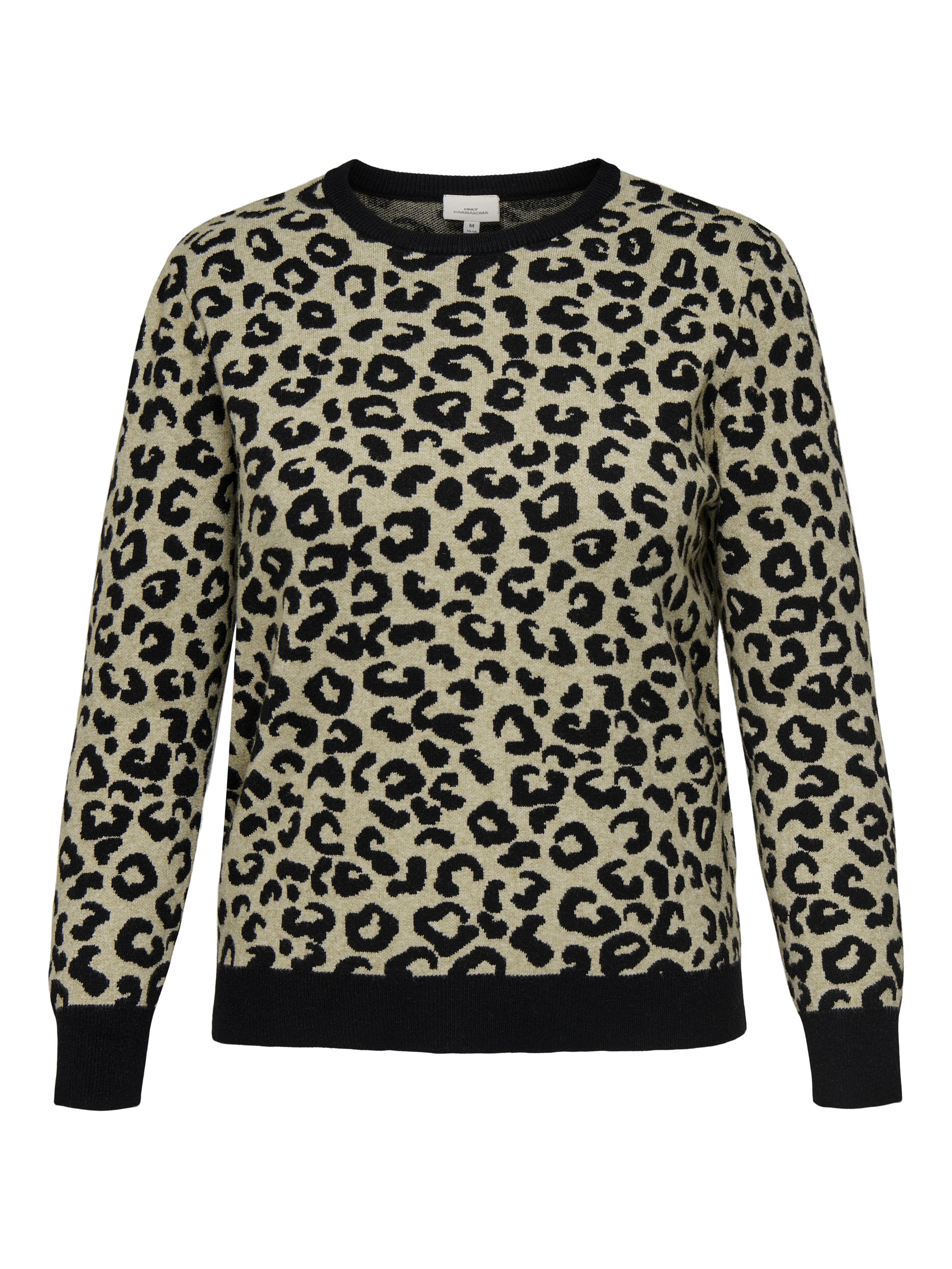Pullover im Animal Print - Black/Humus Melange - Braun