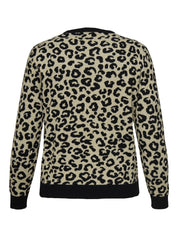 Pullover im Animal Print - Black/Humus Melange - Braun
