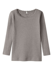 Langarmshirt aus Baumwollmix - Satellite/MELANGE - Braun