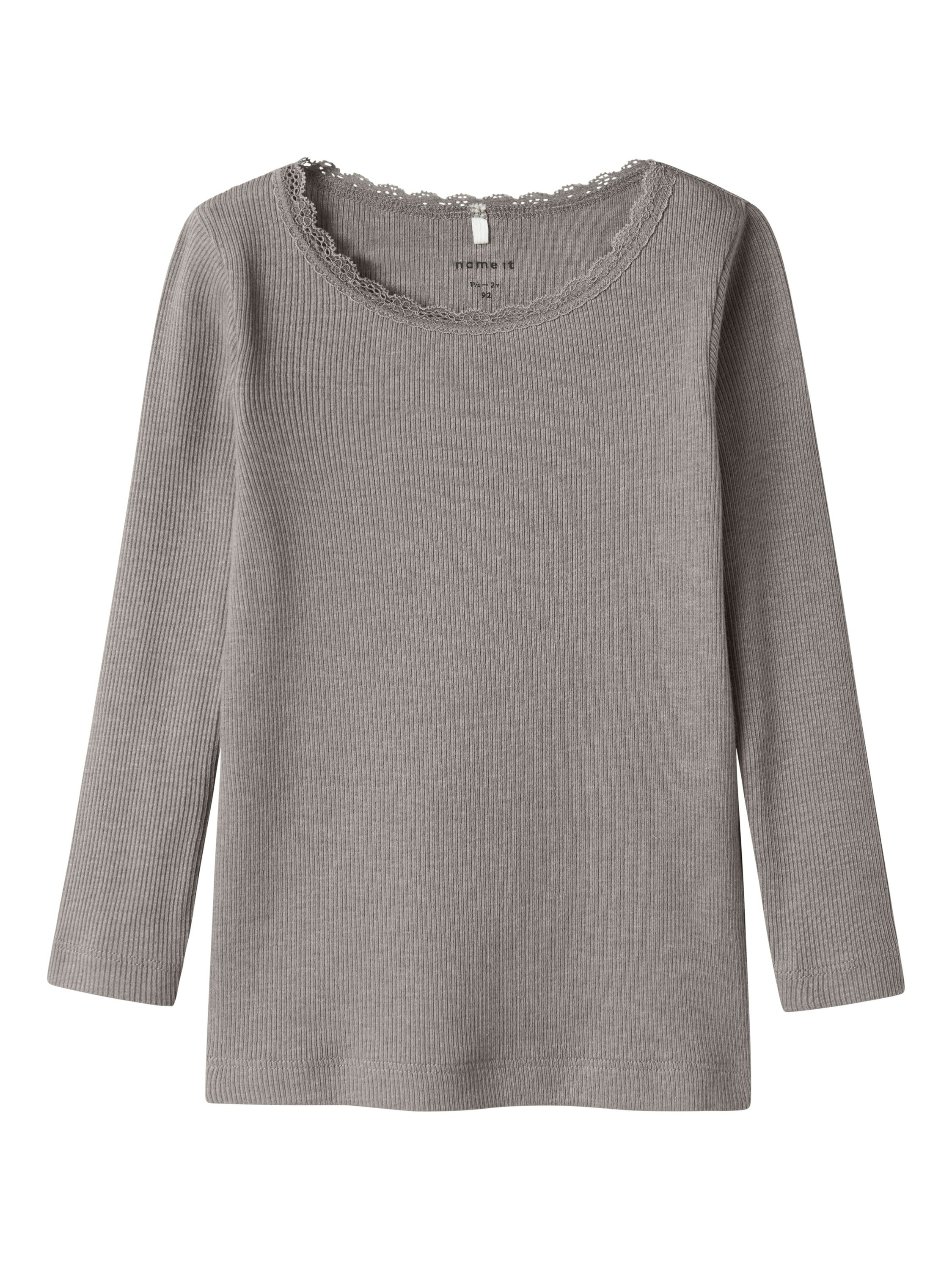 Langarmshirt aus Baumwollmix - Satellite/MELANGE - Braun