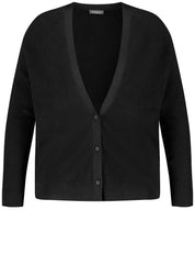 Basic Strickjacke aus Rippstrick - 01100 BLACK - Schwarz