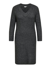 Midikleid - Medium Grey Melange/Silver stu - Grau