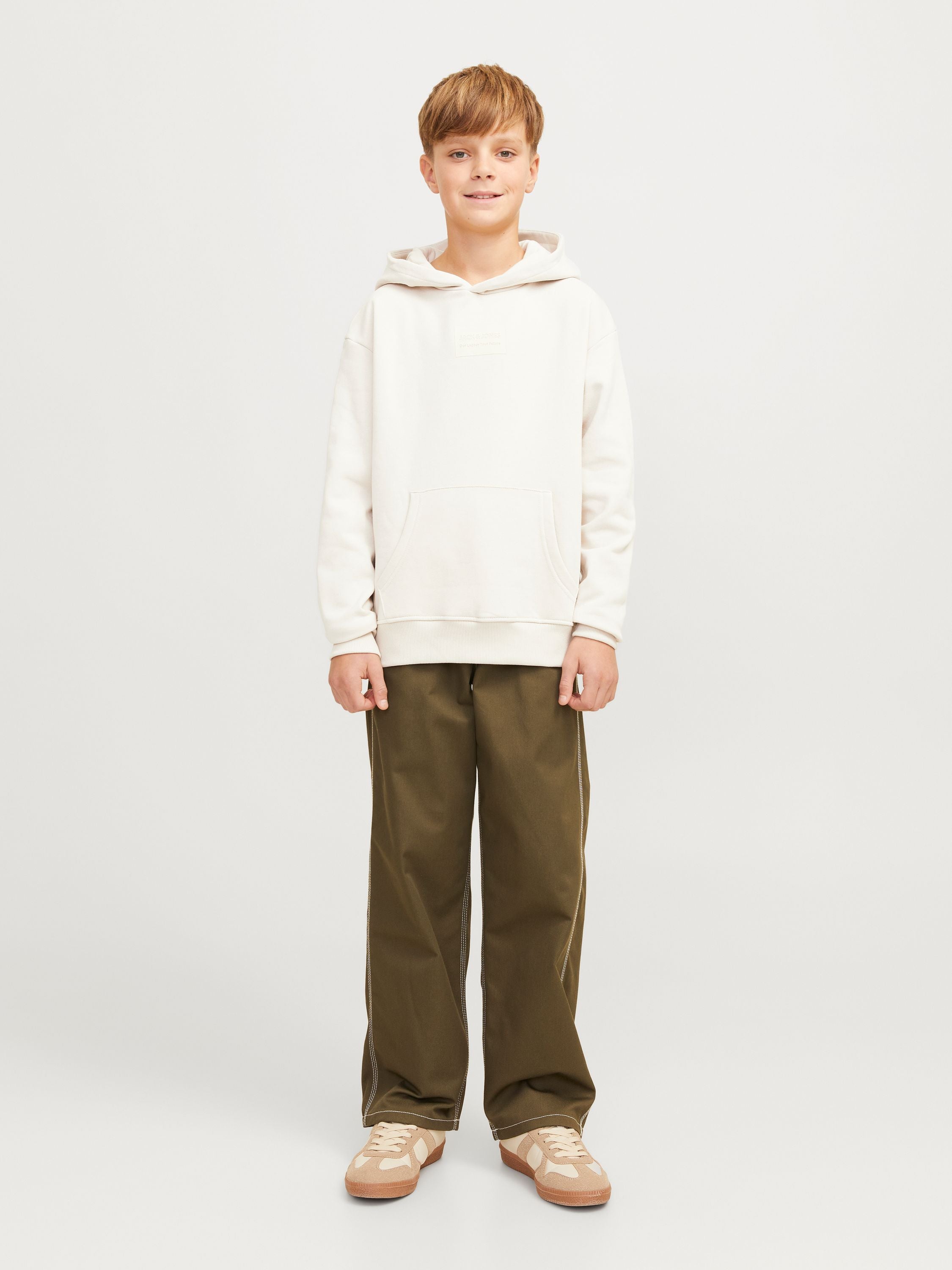 Sweathoodie aus Baumwollmix - Moonbeam/JACK&JONES - Beige