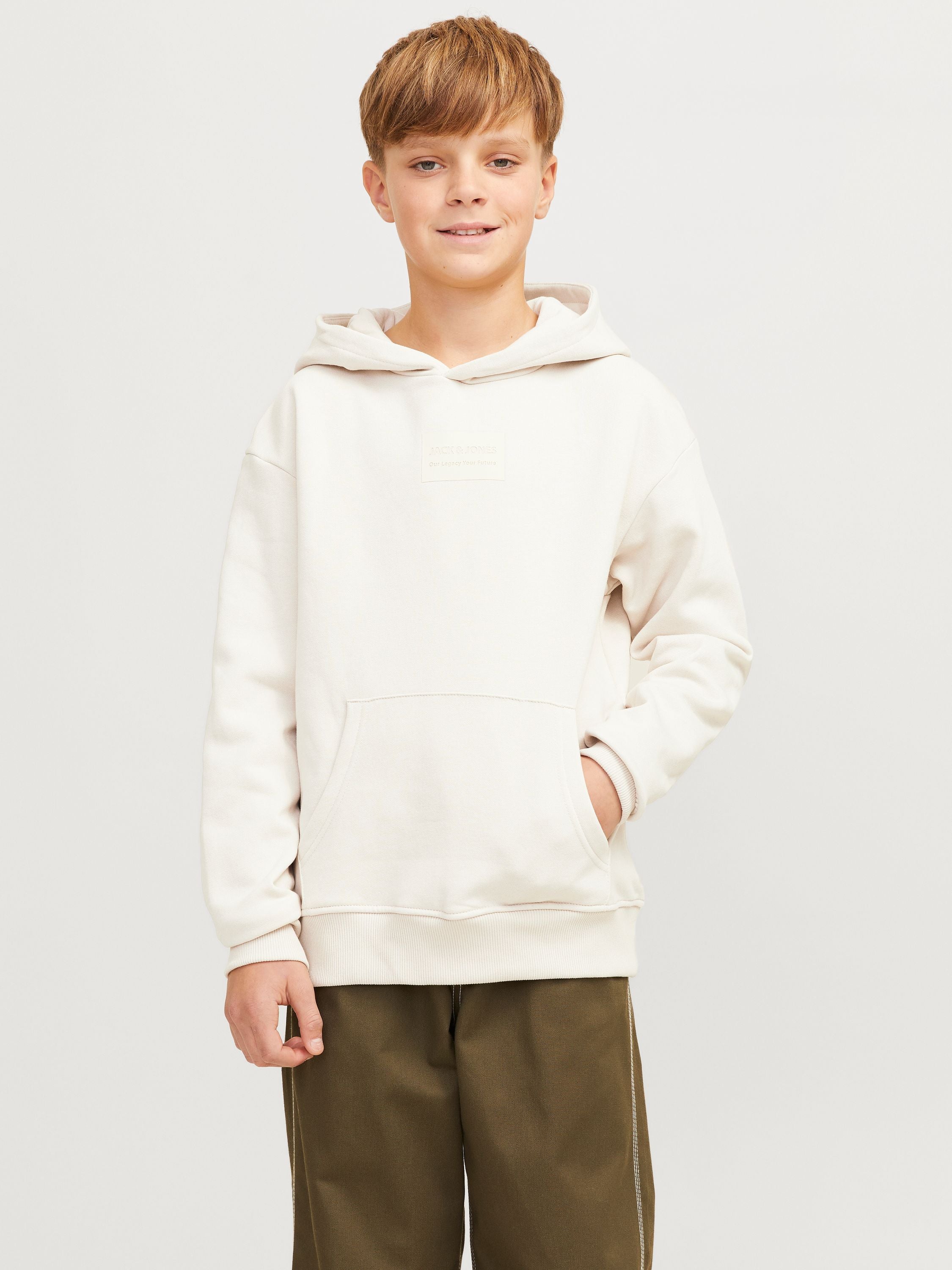 Sweathoodie aus Baumwollmix - Moonbeam/JACK&JONES - Beige