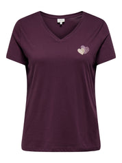 T-Shirt BONNIE aus Baumwolle - Mauve Wine/Zebra heart + Gold - Rot