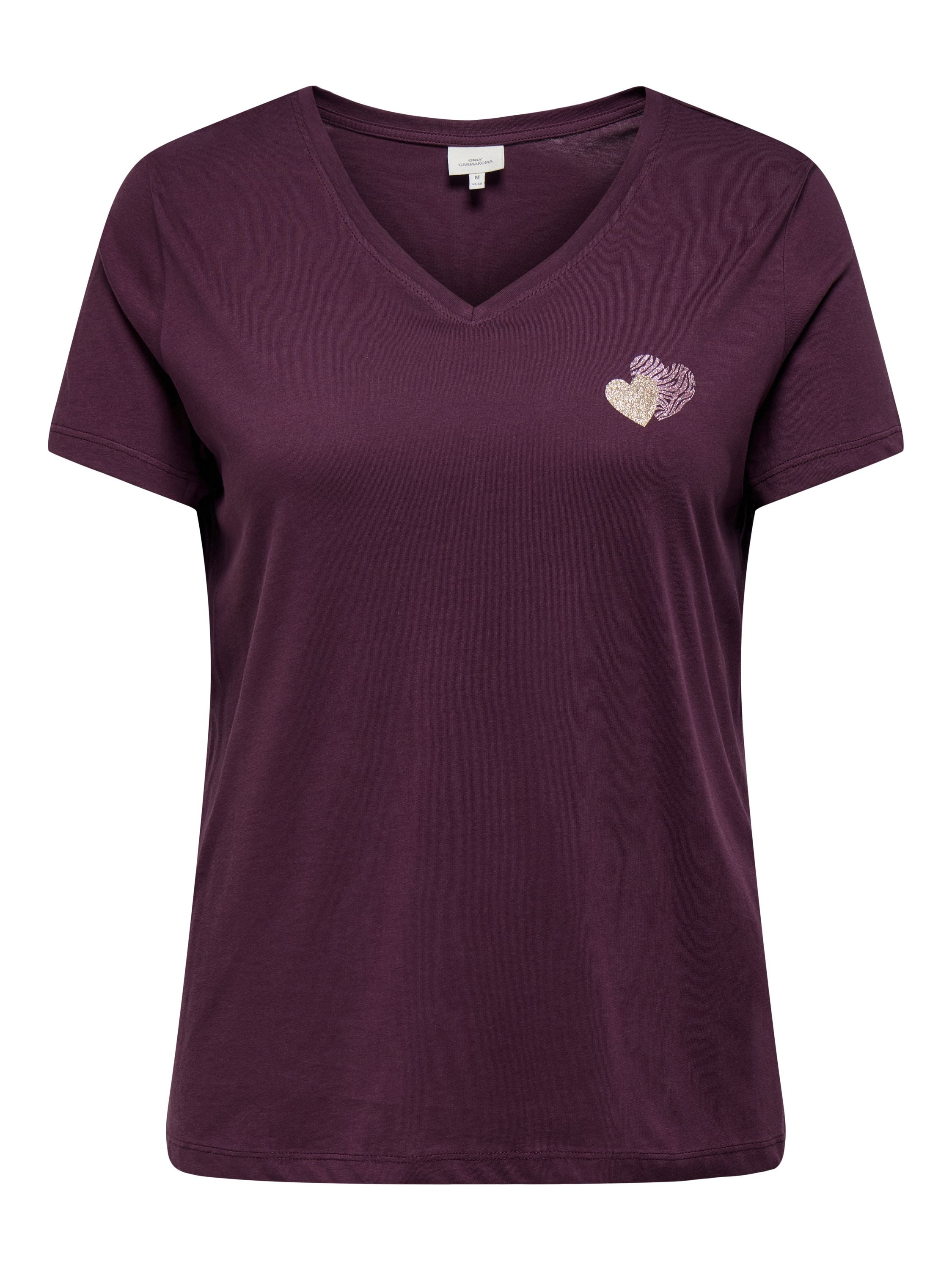 T-Shirt BONNIE aus Baumwolle - Mauve Wine/Zebra heart + Gold - Rot