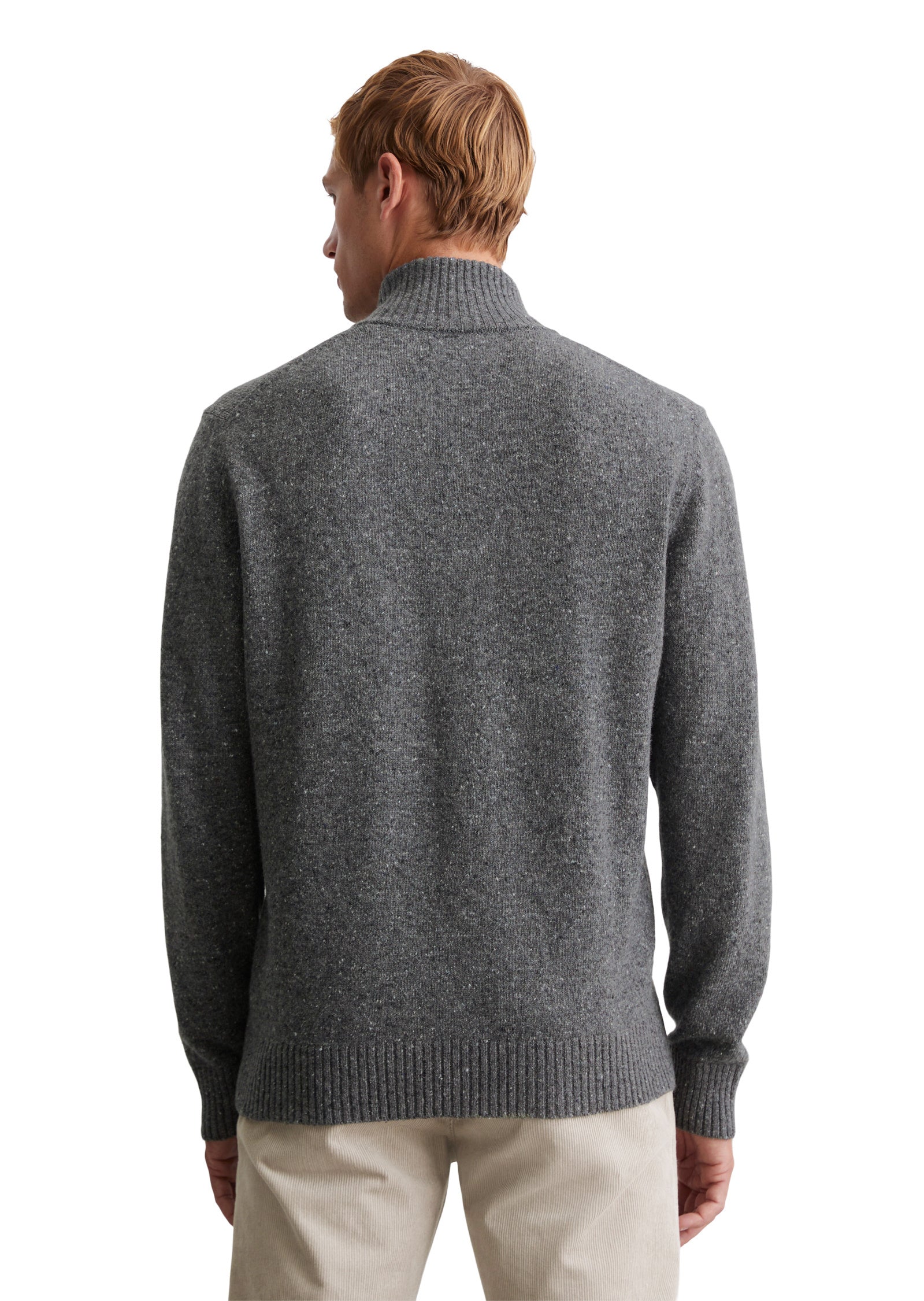 Strickpullover mit Troyerkragen - 969-graphite grey melange - Grau