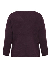 Strickpullover mit V-Ausschnitt - Mauve Wine/Melange - Rot