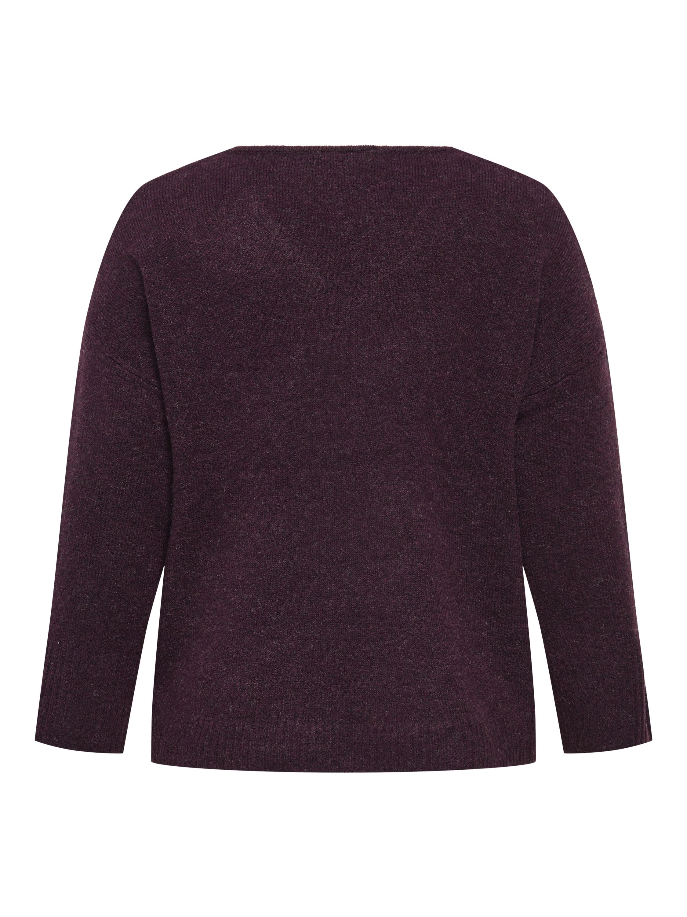Strickpullover mit V-Ausschnitt - Mauve Wine/Melange - Rot