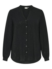 Bluse mit V-Ausschnitt - Black/SILVER FOIL DETAILS - Schwarz