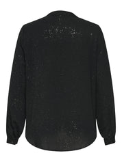 Bluse mit V-Ausschnitt - Black/SILVER FOIL DETAILS - Schwarz